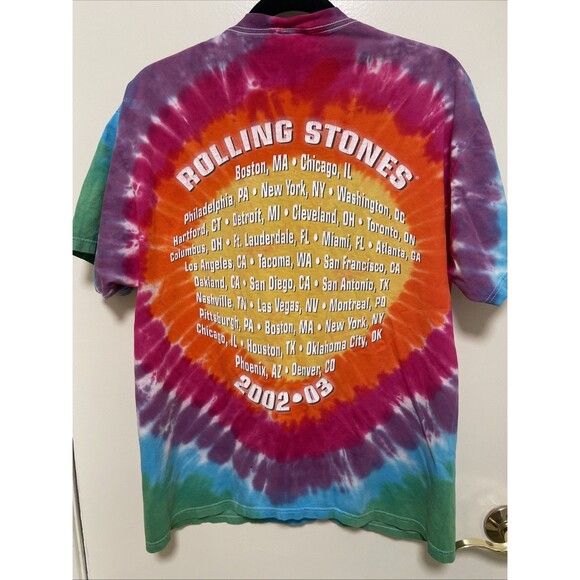 Vintage Rolling Stones Tie Dye Rock Band Concert Tour T Shirt 2002/03 Large L - Picture 7 of 10